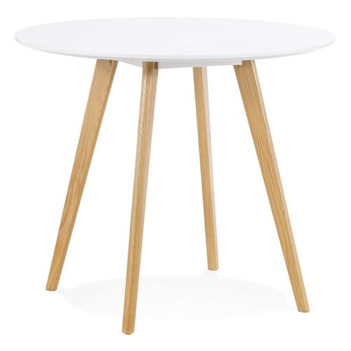 Table De Cuisine Ronde 'midy' Blanche Style Scandinave - Ø 90 Cm