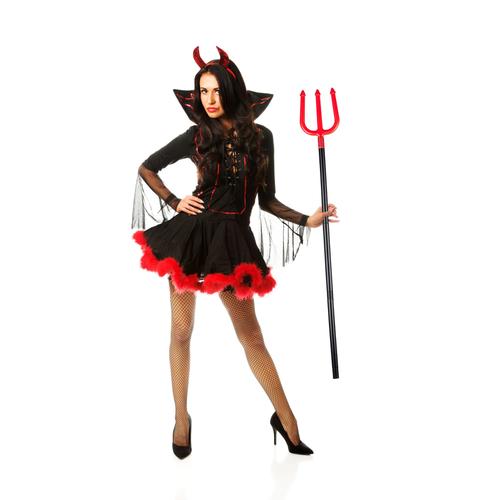 Relaxdays Fourche De Diable, Accessoire De Fête 113 Cm Trident Rouge Carnaval, Pour Enfant