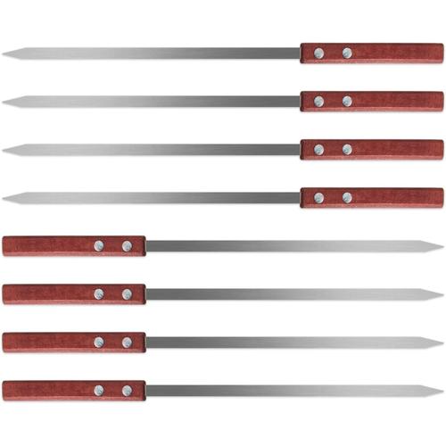 8 Pi¿¿Ces Brochettes Pour Barbecue, Brochettes Plates Inox 40 Cm, Manche En Bois, Pic Brochette R¿¿Utilisable Pour Viande, L¿¿Gumes, Crevettes, Grillades, Jardin, Camping, Pique-Nique