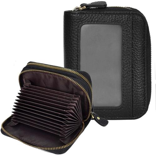 Petit Portefeuille pour Femme, Portefeuille Anti RFID, Petit Porte Monnaie Cuir, Portefeuille avec Fermeture ¿¿clair Portable, Noir Portefeuille Zipp¿¿ pour Hommes, Femmes