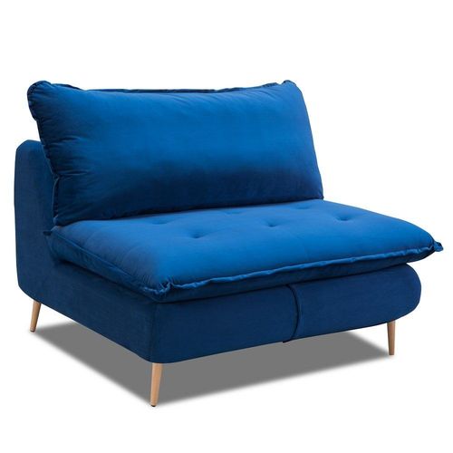 Fauteuil Lit Convertible Rapido Lisbonne 70cm Sommier À Lattes Matelas 13cm Velours Bleu