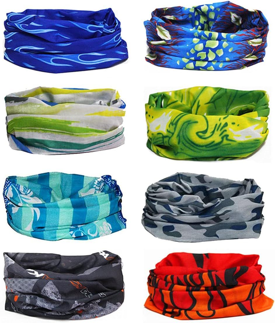 Bandeau Foulard Bandana Echarpe Bandana Casque Multifonction Cache Cou Masque Visage Casquette Moto V¿¿Lo Randonn¿¿E Sport Anti Poussi¿¿Re Protection Soleil Uv Coupe Vent Microfibre (8pcs B)