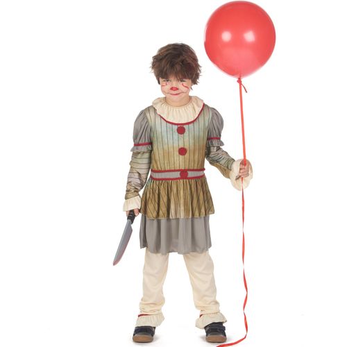 Déguisement Clown Terrifiant Gris Garçon - Taille: M 7-9 Ans (120-130 Cm)