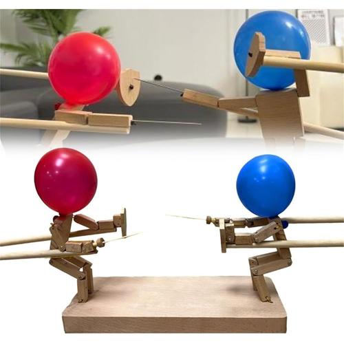 Bataille de ballons en bambou pour 2 joueurs, combat de ballons au rythme rapide, combattant en bois avec tête de ballon, meilleur jeu de ballon Whack A 2024 (30 cm x 5 mm)