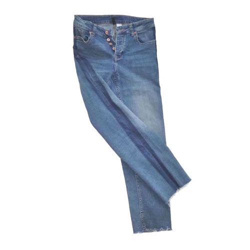 Jean Bleu Divided H&m - Bandes Bleu Foncé Sur Les Côtés - Fermeture À Boutons - Coton, Élasthanne