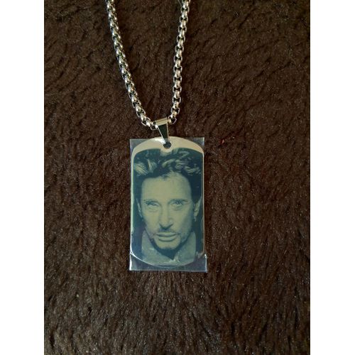 Pendentif Acier Anodisé Gravé Verso Johnny Hallyday