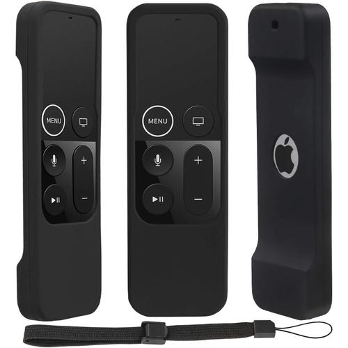 Coque en Silicone pour Apple TV 4 K/4ème génération Télécommande, léger, antidérapant et Coque de Protection sécurisée pour Apple TV 4 K Siri télécommande avec Crochets - Noir