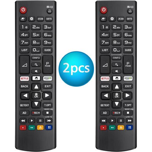 ¿2 Par Paquet¿ Télécommande Universelle Pour Lg Tv, Télécommande De Remplacement Pour Lg Smart Lcd Led 4k Tv, Raccourci Clavier Netflix Prime-Video