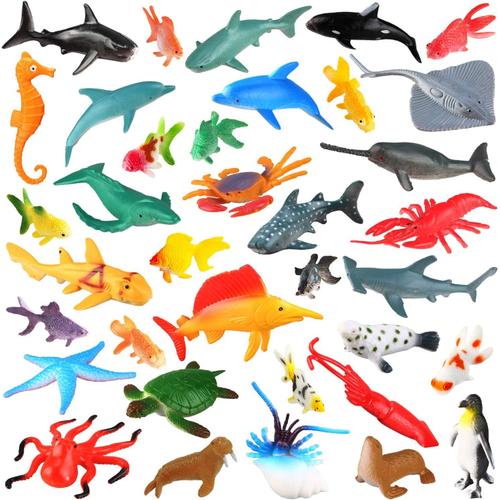 Océan Animaux Marins Jouets De Bain (36pcs) Pour Les Fournitures Party Favor - 3-8cm Caoutchouc L'océan Créatures Figures Avec Marine Poulpe Requin Poisson La Vie Marine