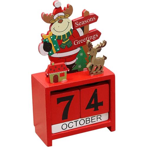 l'Noël en bois | l'Wood Block Desktop,Accessoires photographie calendrier en bois Noël pour les restaurants vacances