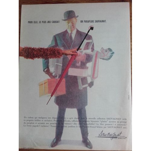 Publicité Années 1950/1960 Parapluie Sauvagnat Pour Elle Le Plus Joli Cadeau