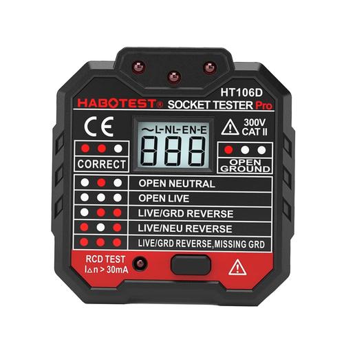 Testeur de prise électrique RCD avancé, test automatique de fil de terre neutre sous tension, détecteur de polarité de circuit, détecteur de disjoncteur de prise murale, test de avec écran