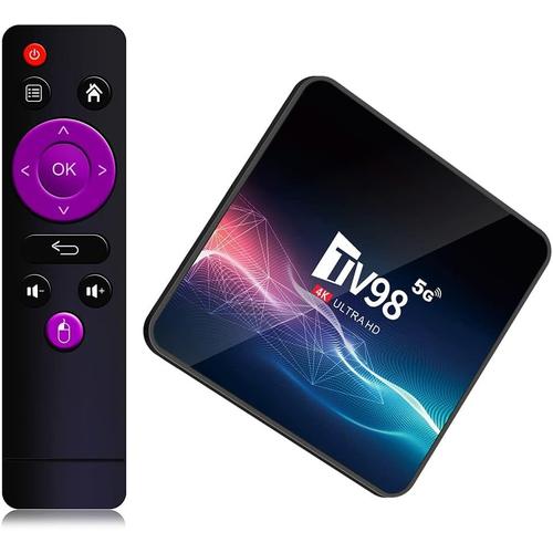 TV98 Android 12.1 TV Box 2GB RAM 16GB ROM H313 Chipset Smart Boîtier TV Builtin 2.4G/5G WiFi Bluetooth, Support 4K 3D UHD H.265