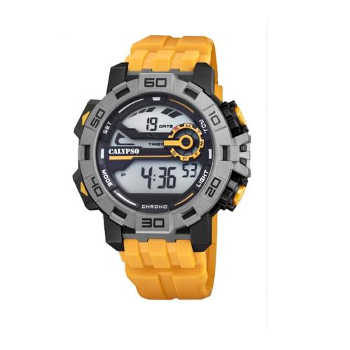 Calypso Montre Homme Digital Chrono Silicone Jaune K5809/1