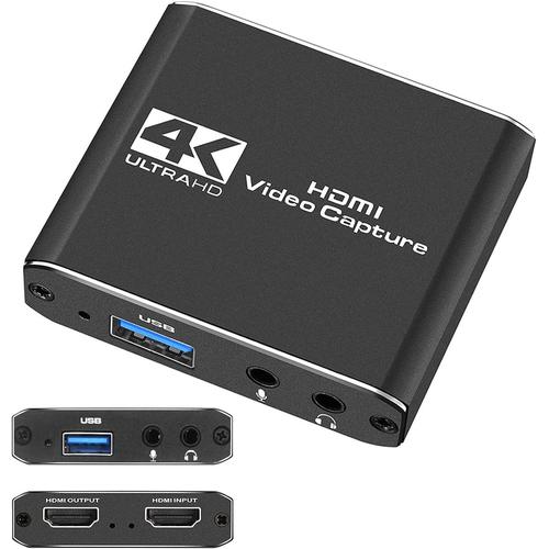 Carte de Capture HDMI Audio vidéo avec Sortie en Boucle, 4K HD 1080P 60FPS USB 3.0 Carte de Capture pour Diffusion en Direct pour commutateur NS/PS4/Xbox/OBS/caméra/PC/en Direct Mobile