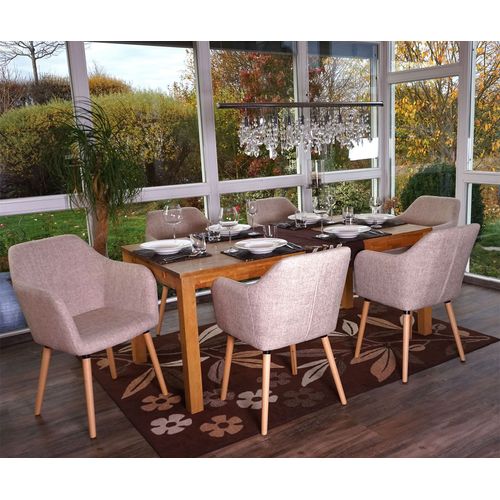 6x Chaise De Séjour / Salle À Manger Malmö T381, Style Rétro Des Années 50   Tissu, Crème/Gris