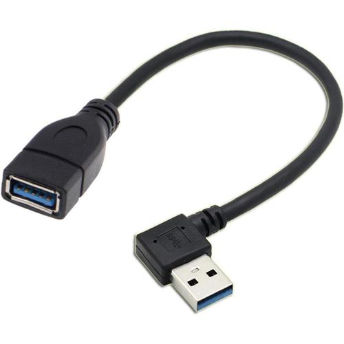 Câble d'extension USB 3.0 Type A mâle vers USB 3.0 Type A Femelle 20 cm 5 Gbit/s 90 degrés Left Angled