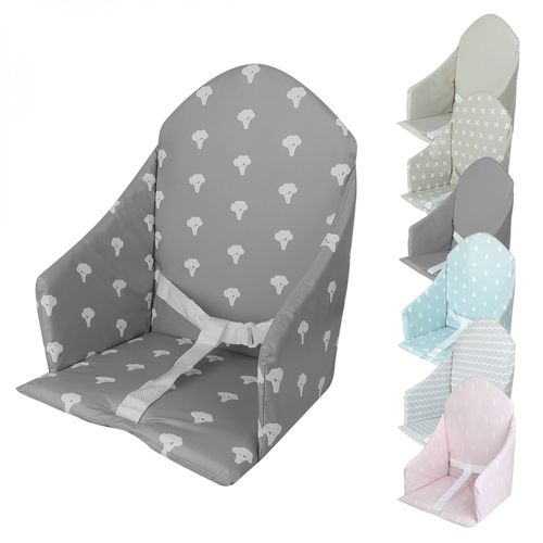 Monsieur Bébé - Coussin D'assise Universel Miam Avec Harnais Pour Chaise Haute Bébé - Gris Foncé Brocolis
