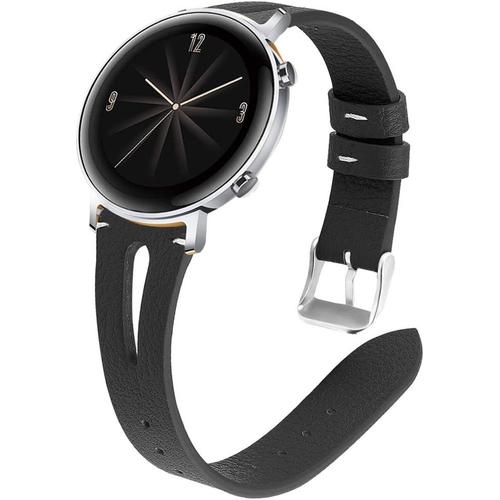 Bracelet De Montre 20mm Compatible Avec Huawei Watch Gt 2 42mm, En Cuir Premium Libération Rapide Femme Cuir Bande De Remplacement Pour Huawei Watch Gt2 42mm -Noir