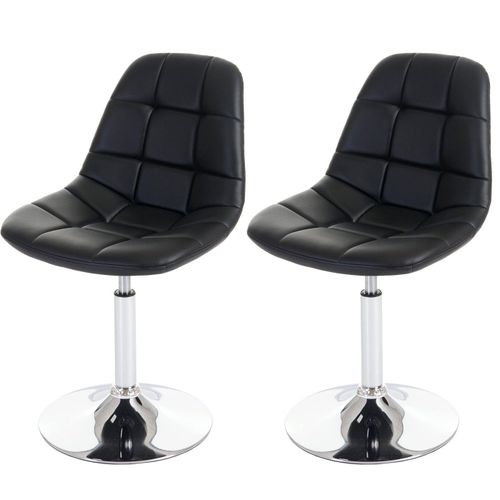 2x Chaises De Salle À Manger En Synthétique Noir Pied Chromé Pivotant Cds04423