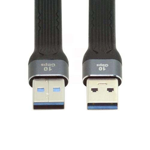 CY Câble court USB 3.0, USB 3.1 3.0 type A mâle vers mâle, rallonge plate et mince, câble de données FPC 13 cm, 10 Gbit/s pour ordinateur portable et bureau