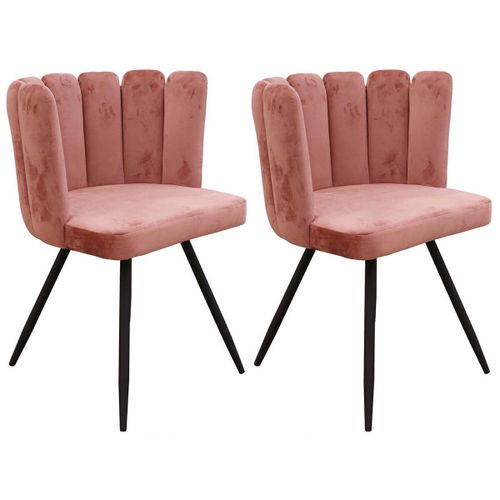 Charlotte - Lot De 2 Chaises Velours Rose