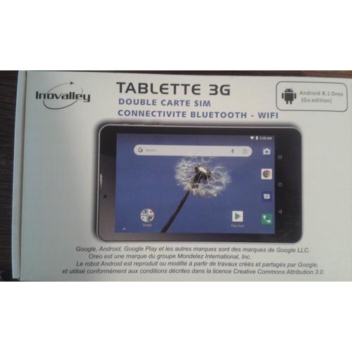Tablette tactile Inovalley 3G, Bluetooth, Wifi, 8 Go mémoire interne