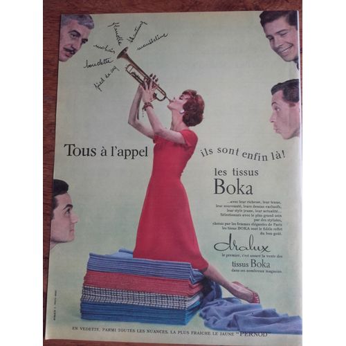 Publicité Années 1950/1960 Tissus Boka Dralux