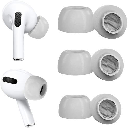 Embouts de Rechange pour Airpods Pro avec Trou pour réduire Le Bruit, Durable 3 Pairs Soft Memory Foma Ear Tips for AirPods Pro Suitable for The Charging (M, Gris)