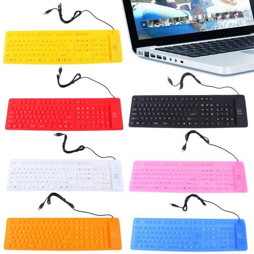 Clavier Étanche En Silicone Souple Et Portable De 109 Touches Pour Ordinateur Portable PC, rouge