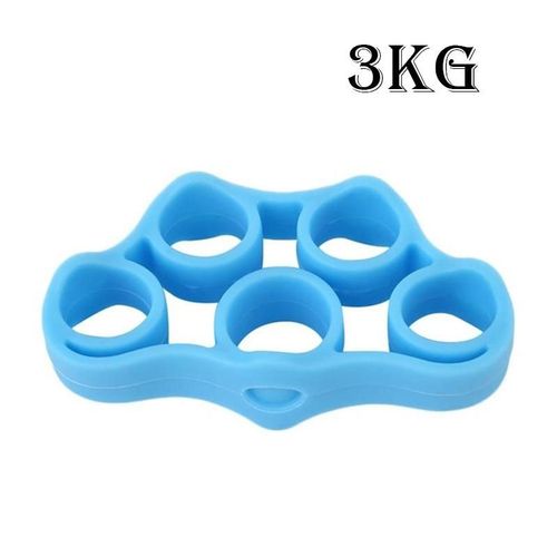 Silicone Finger Gripper Strength Trainer Resistance Band Hand Grip Wrist Yoga Stretcher Finger Trainer Exercise, Bleu Marine