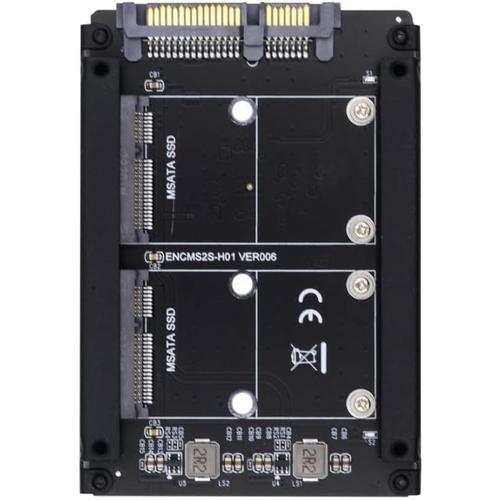 CY Adaptateur MSATA vers SATA, double carte SSD MSATA Mini-SATA JOBD Raid0 Span Bridge vers boîtier de disque dur SATA Combo HDD 2,5