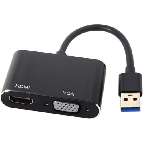 Câble adaptateur USB 3.0 et 2.0 vers HDMI et VGA HDTV carte graphique externe pour ordinateur portable Windows MacBook