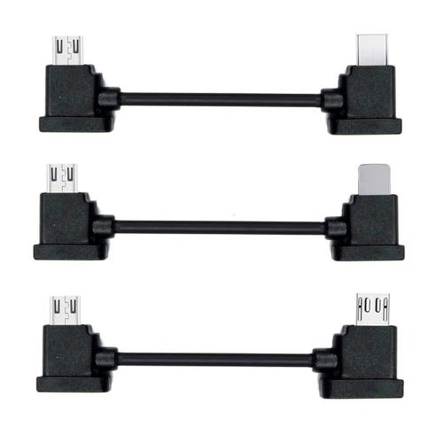 Lot de 3 câbles de données de contrôleur à distance Type-C et Micro et 8P vers Micro USB USB-C pour Mavic Pro Platinum Park RC Accessoires