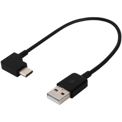 Câble USB type C vers USB 2.0 à angle droit à 90 degrés, connecteur pour tablette et téléphone portable, 20 cm