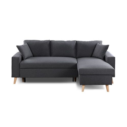 Canapé D'angle Maria Scandinave Réversible Et Convertible - Gris Foncé