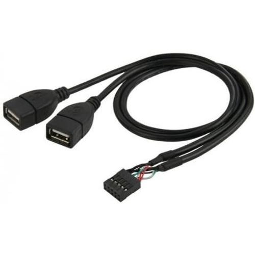 10 Pin Motherboard Female Header to Dual USB 2.0 Female Adapter Cable 50cm