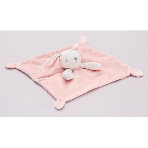 Doudou Lapin Rose Gris Etoiles Blanches Plat Simba Toys Benelux Kiabi Porte Attache Tetine Jouet Peluche Naissance Bebe