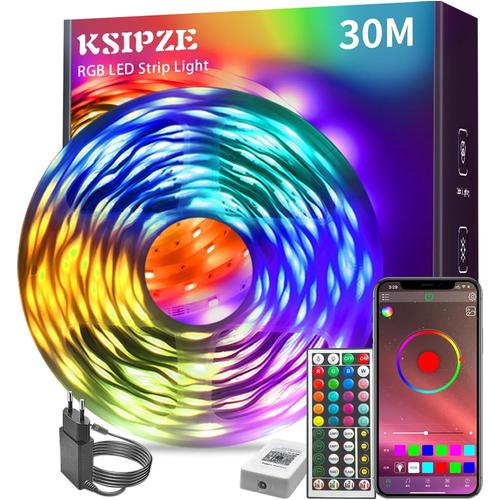 Led Chambre 30m Ruban Led Bande Lumière Décorative Multicolore, Rgb Guirlande De Lumineuse Dimmable Avec Télécommande, Bluetooth App, Musicale Pour Maison, Salon, Cuisine