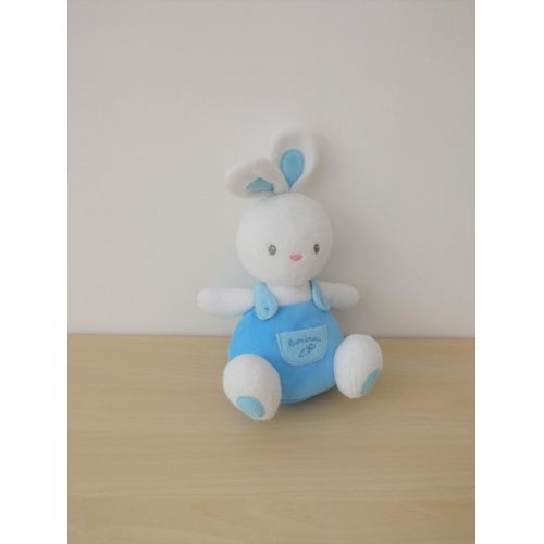 Peluche Doudou Lapin Blanc Bleu Luminou