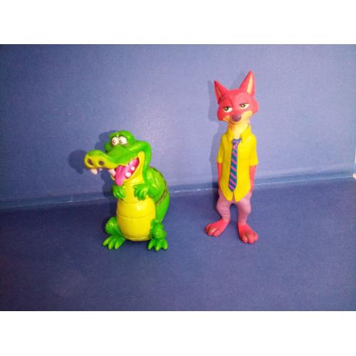 2 Figurines Plastique Disney : Nick Wild Renard Zootopie + Tick Tock Croc Peter Pan Crocodile