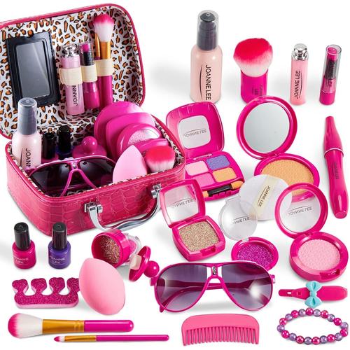 Faux Maquillage Enfant Jouet, Malette Maquillage Fille Trousse Maquillage Enfant, Jeux D'imitation Anniversaire Cadeau Pour Princesse Filles 3 4 5 6 Ans