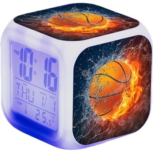 Basket-Ball Réveil - LED - Alarme Créativité - avec lumière - Brillant dans la Nuit - pour Enfants et Adultes - Cadeaux d'anniversaire pour Enfants Adultes