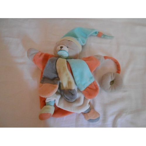 Doudou Doudou Et Compagnie Chat Peche Orange Petale Bonnet Menthe Marionnette Dc2385 Dc 2385 Ours Anneau Rond Vert Gris