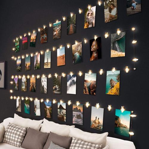 Guirlande Lumineuse Photo, LED Guirlande Photo Beau USB Alimenté Guirlande Lumineuse Chambre DIY Decoration Interieur pour Accroche Photos, Fêtes, Saint Valentin, Blanc Chaud (10M 100 LED)