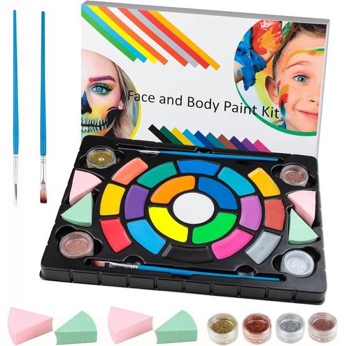 Maquillage Enfant Maquillage Halloween Maquillage Carnaval,Peinture Visage,Peinture Aux Oeuf, Noël 19 Couleurs Lavables Peinture Visage Parfait Non Toxique Pour Peau Sensible