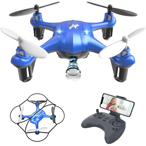 At-96 Drone Avec Caméra Hd Fpv Drone Enfant Wifi Hélicoptère Télécommande Avec Mode Sans Tête, Maintien D'altitude, 360°Flips, Mini Cadeau Et Jouet Pour Enfant Ou Débutant - Bleu-Générique