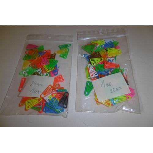 Lot De 2 Sachets De 100 Attache Lettres Trombones Plastiques 25mm Couleurs Assorties Laurel