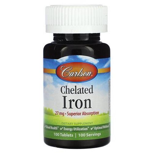 Carlson Fer Chélaté, 27 Mg, 100 Comprimés 