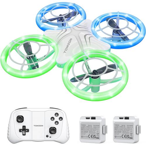 A34 Led Drone Enfant À Lumières Bleues Et Vertes Avec 5 Modes De Lumières Helicoptere Télécommande 2 Batteries 20mins D'autonomie Maintien D'altitude, Mode Sans Tête, Jouet Cadeau Garçon Fille-Générique